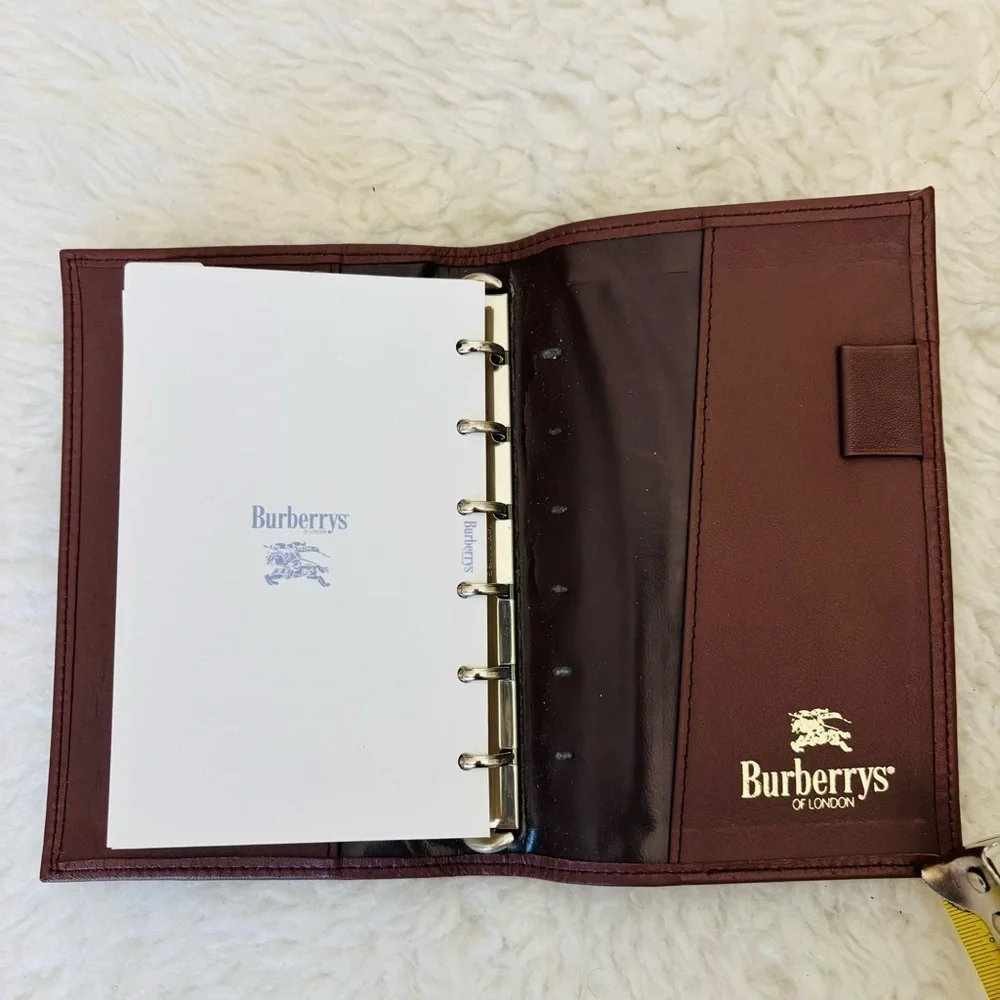 Burberrys London Brown Leather/Khaki Canvas Agenda/ Organizer Wallet